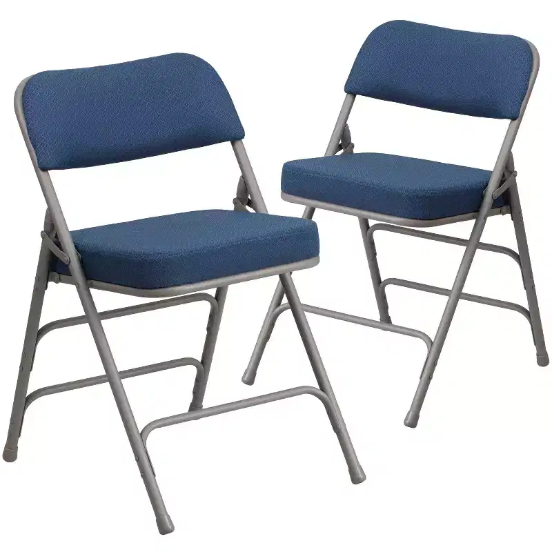 Flash Furniture 2 Pack HERCULES Series Premium Curved Triple Braced & Hinged Fabric Upholstered Metal Folding Chair