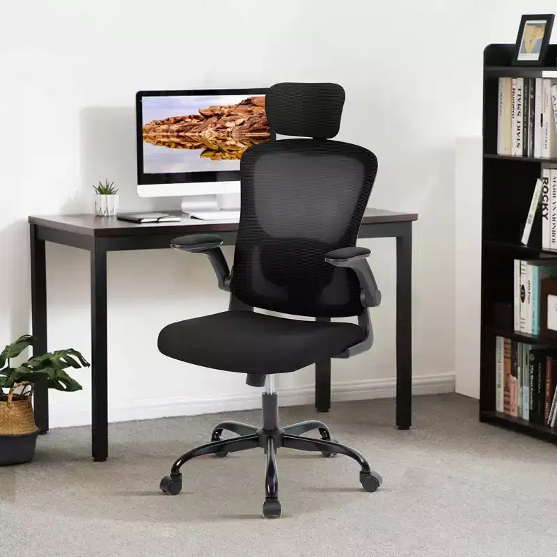 Ergonomic Office Chair, Swivel Rolling Computer Desk Chair, Adjustable Headrest & Lumbar Support, Rolling Mesh Chair, Flip-Up Armrest