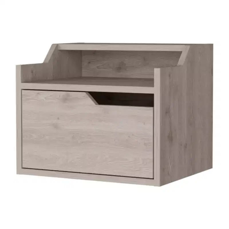 HomeRoots 13 Gray Wood One Drawer Floating Nightstand