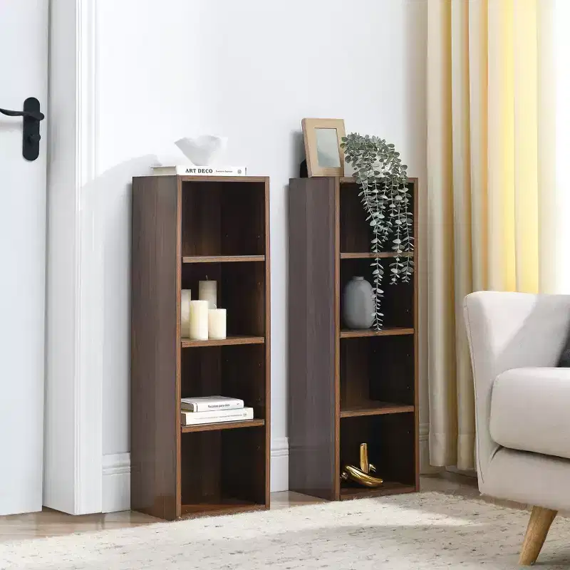 70.9 in.Tall Wood 4-Shelf Standard Bookcase with Shelves (Set of 2)