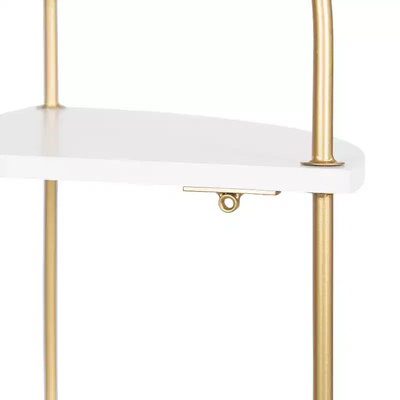 Kate and Laurel Walters Triangle MDF Accent Shelf, 17x12x35, White and Gold