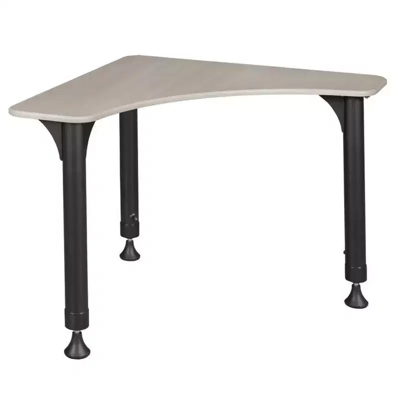 28" Boomerang Height Adjustable Activity School Desk Maple - Regency: Chrome Post Legs, Round Corner