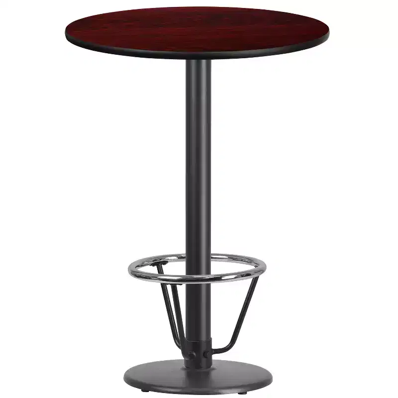 Emma and Oliver 30 Round Laminate Bar Table with 18 Round Foot Ring Base