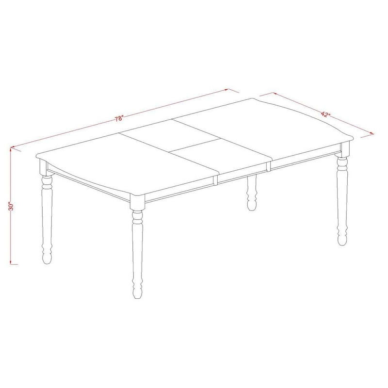 East West Furniture 7 Piece Dining Set- a Dining Table with Butterfly Leaf and 6 Kitchen Chairs, 42x78 Inch, Buttermilk & Cherry