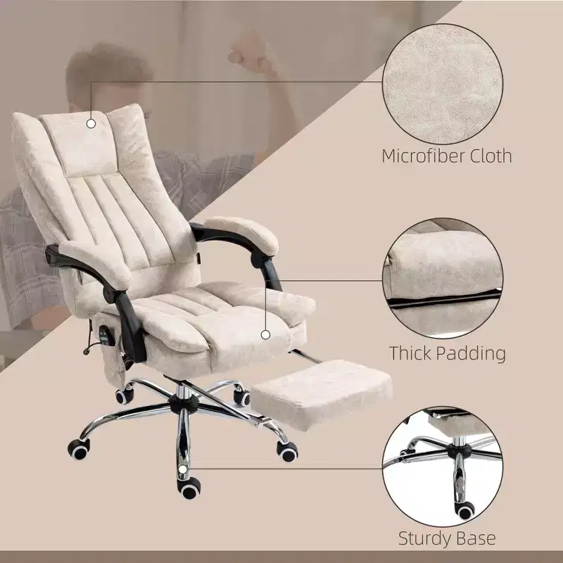 Massage Office Chair with 6 Points and Heat, Reclining Computer Chair with Adjustable Height and Footrest