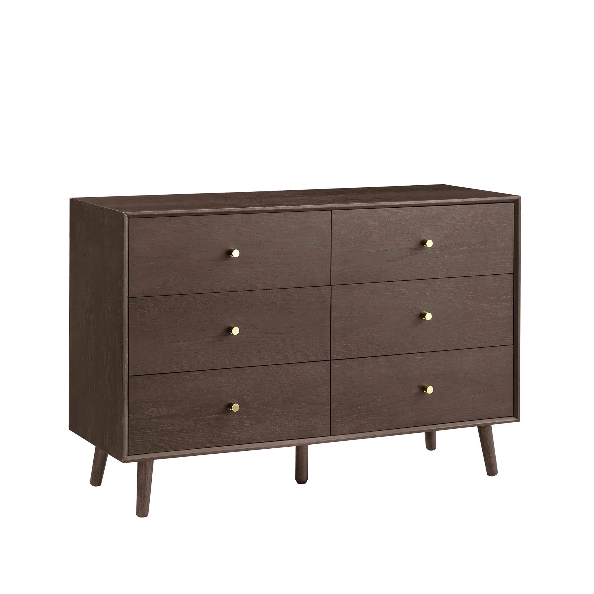 Oak 6 Drawer Chest - Walnut