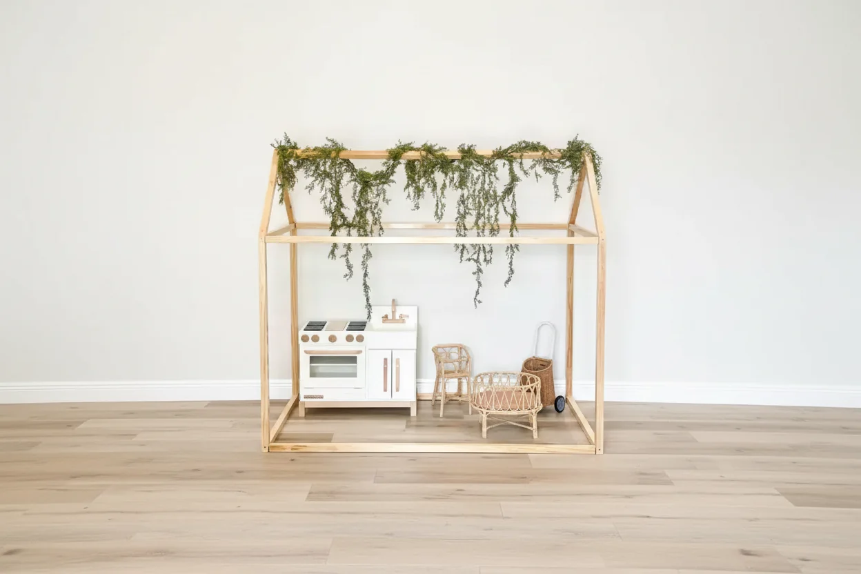 House Bed Natural Wood