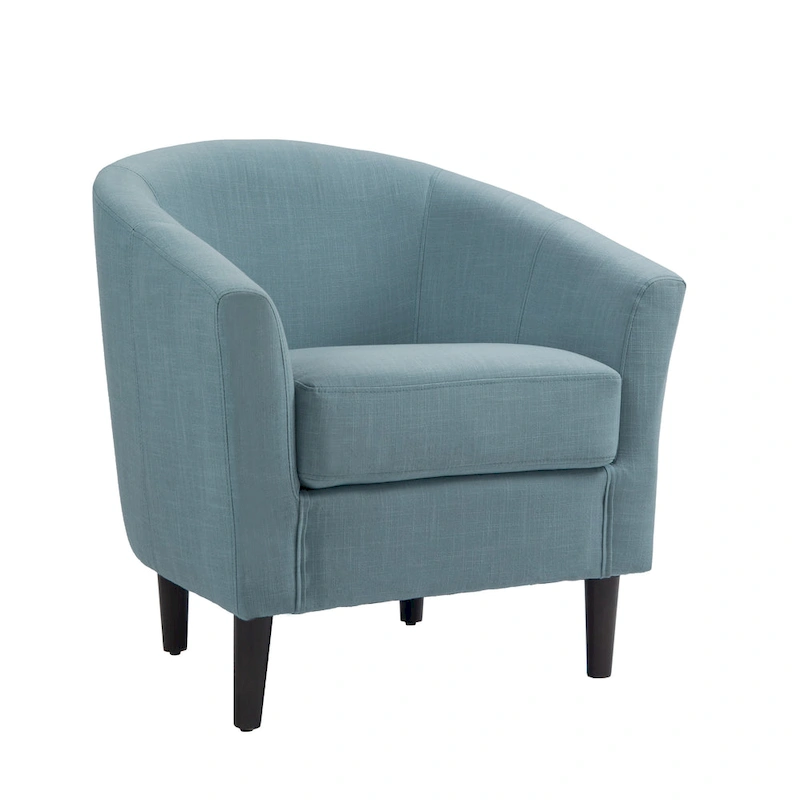 2 Set Modern Linen Barrel Accent Chairs Club Armchair