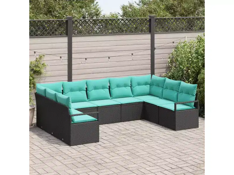 vidaXL Garden Sofa Set 9 pcs Brown Poly rattan