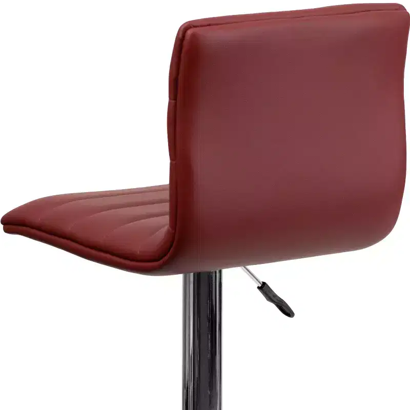 Emma and Oliver Coti Modern Channel Tufted Upholstered Height Adjustable Mid-Back Stool and Pedestal Base with Footrest
