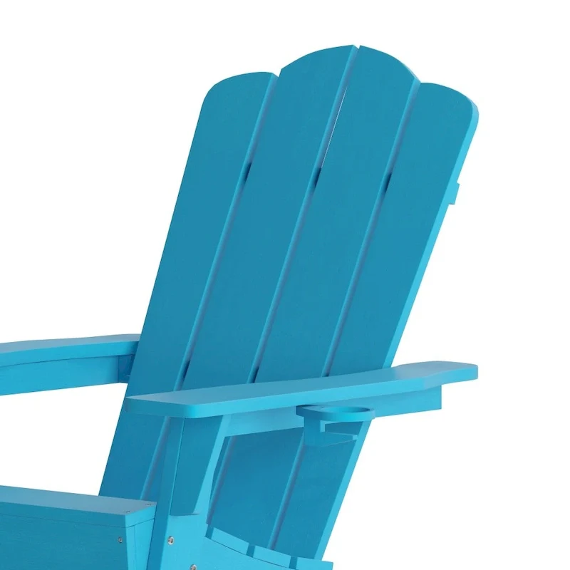 Set of 4 All-Weather Adirondack Chairs with Cupholders