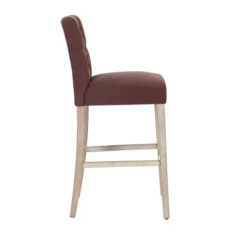 29 Upholstered Linen Fabric Tufted Bar Stool Chair, Brown