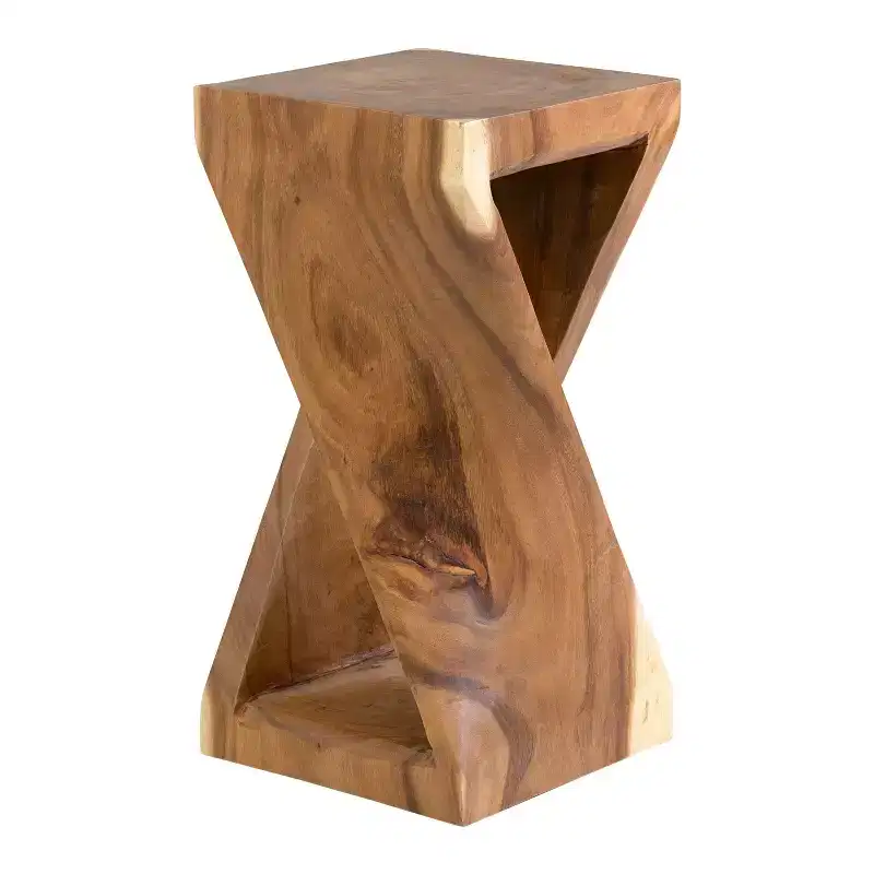 Side Table Natural - : Coastal Beach Style, No Assembly, Wood Frame & Top, 24" Height