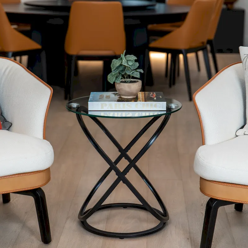 Galaxy Tempered Glass Round End Table