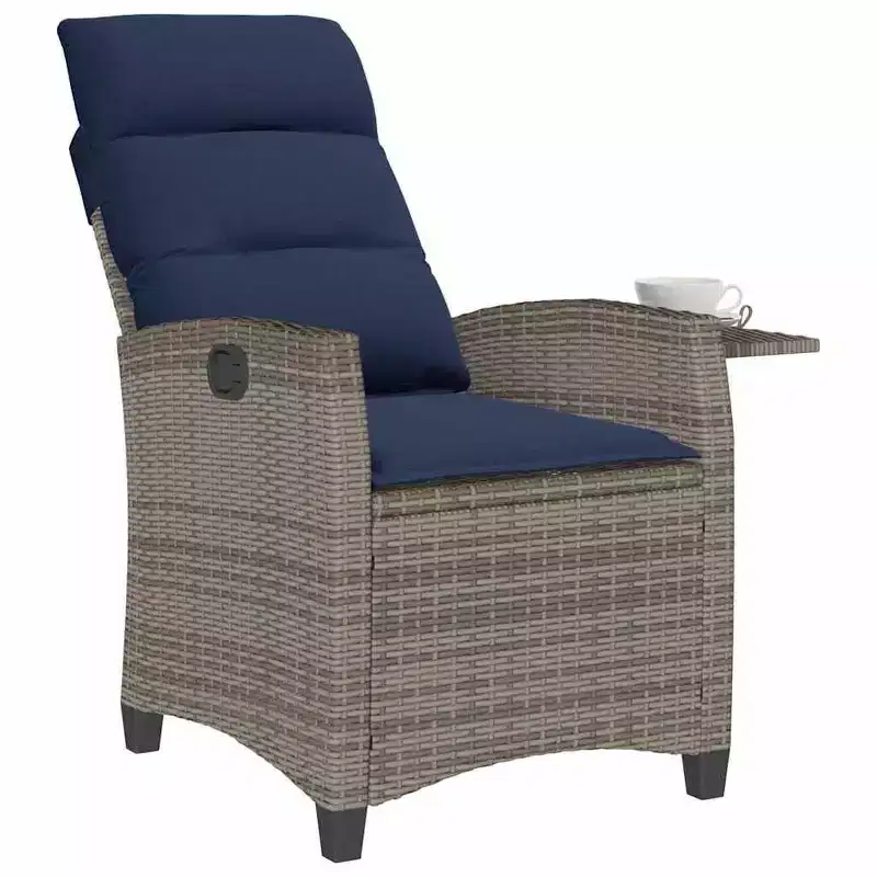 vidaXL Reclining Garden Chair PE rattan, powder-coated steel Medium