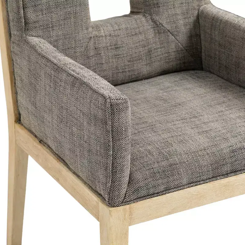 Meridian Furniture,Gwendolyn Linen Textured Fabric Dining Arm Chair