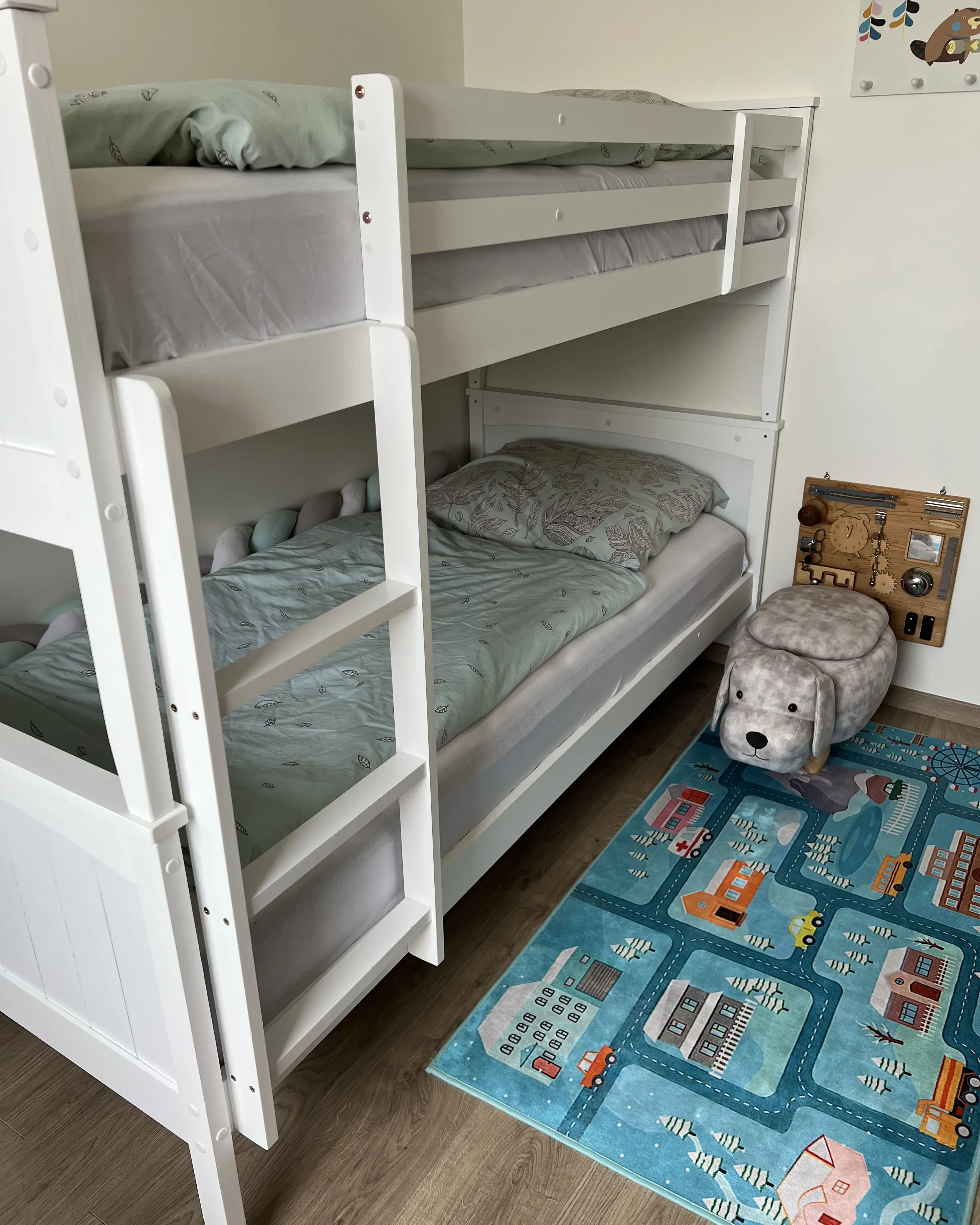 Letto a castello con cassetti Legno di pino 90 x 200 cm Bianco