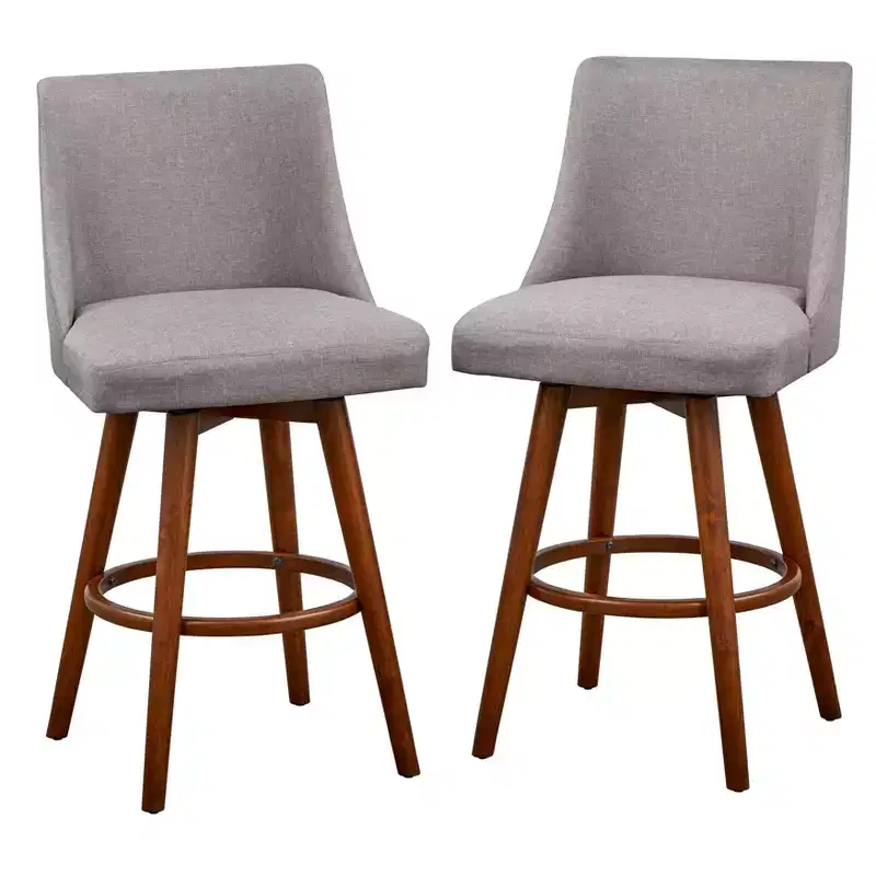 Lifestorey Set of 2 24 Derby Swivel Counter Height Barstools Walnut/Gray