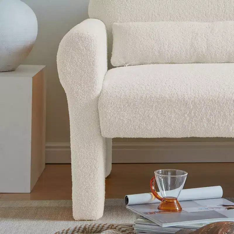 Modern Boucle Upholstered 2 Piece Set/Loveseat/1 Seat Sofa Couches with Armrests, and Tufted Legs 4A - ModernLuxe