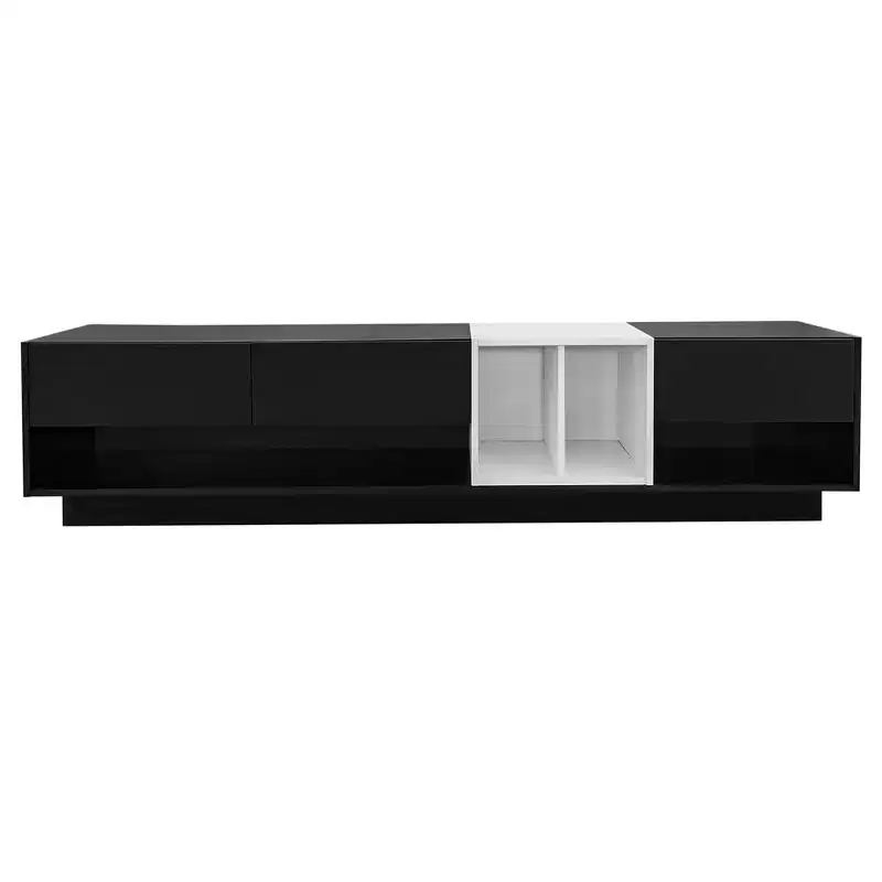 MAYEERTY Black Two-Tone TV Stand, Sleek Storage Media Console for 80 TVs