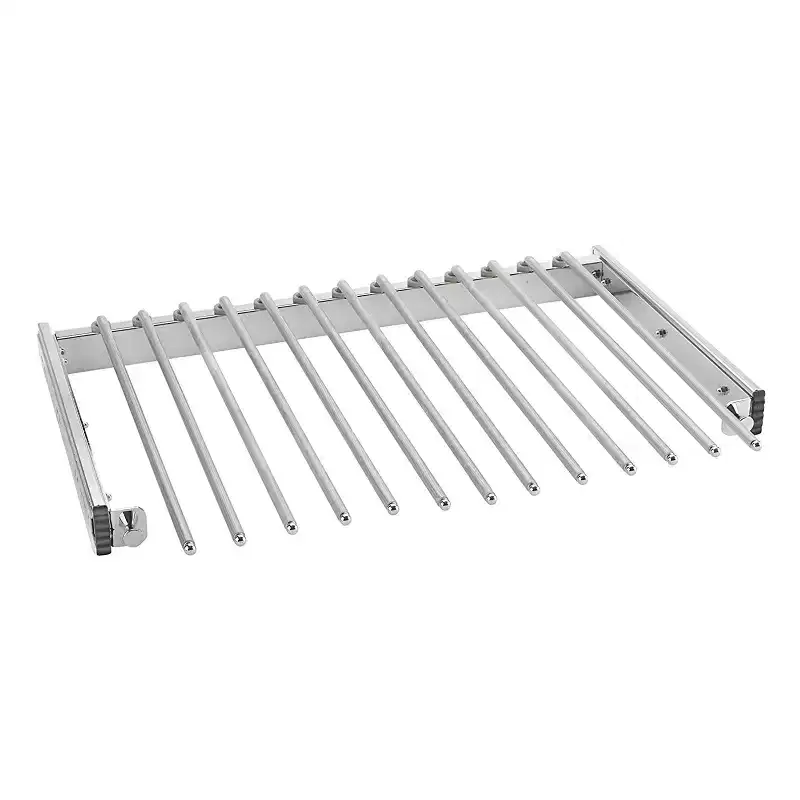 24 Pull Out Wire Frame for 9 Pairs of Trouser Pant Rack for Space Saving Home Closet Storage Organization, Chrome, PSC-2414CR