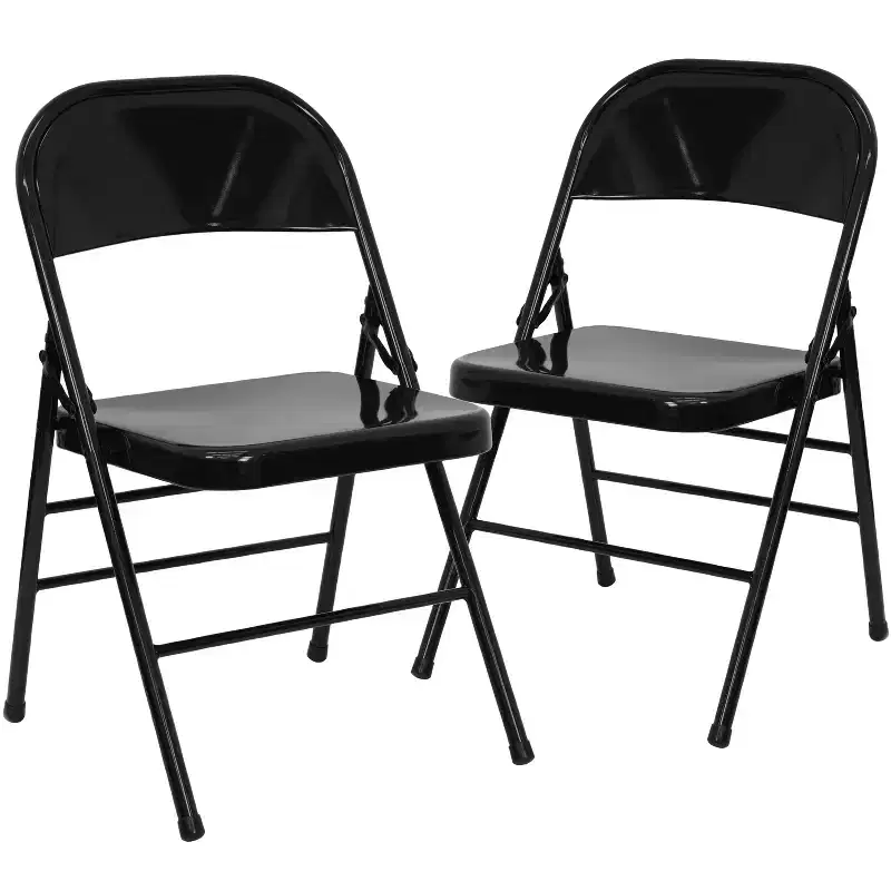 Flash Furniture 2 Pack HERCULES Series Triple Braced & Double Hinged Metal Folding Chair