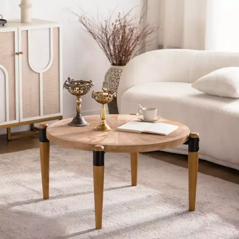Rustic Wooden Round Coffee Table