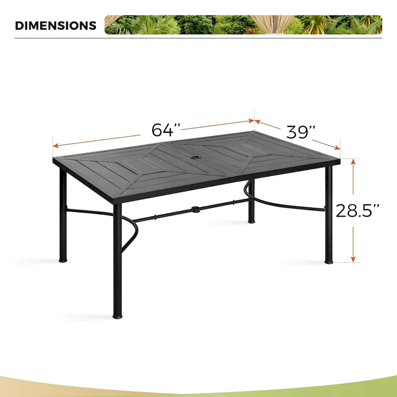 7-Piece Patio Dining Sets , 6 Textilene Fabirc Chairs and 1 Metal Table with 2.1 Umbrella Hole