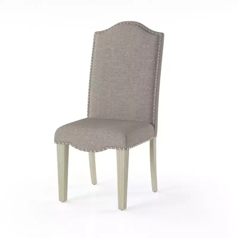 Set of 2 Ramond Transitional Side Chairs: Nailhead Trim, Cushioned, Wood Legs - HOMES: Inside + Out