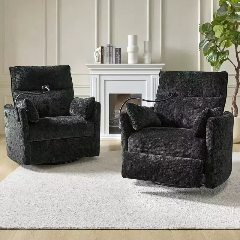 Julius 38 Power Rocking Swivel Nursery Recliner with USB Set of 2 | HULALA HOME