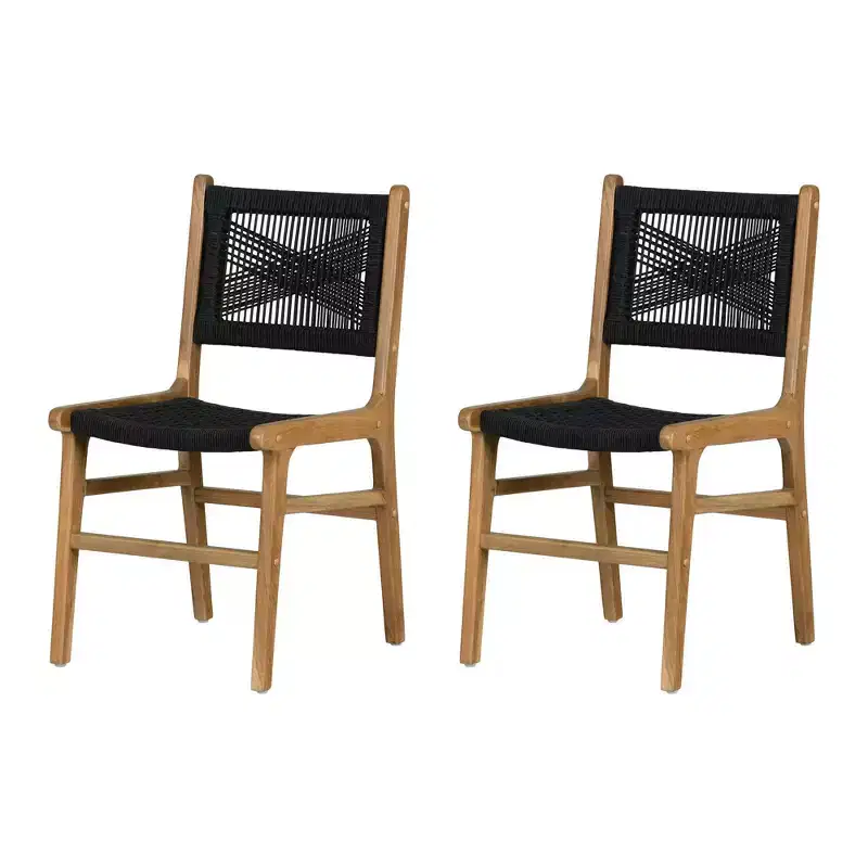 South Shore Set of 2 Balka Dining Chairs Black/Rattan
