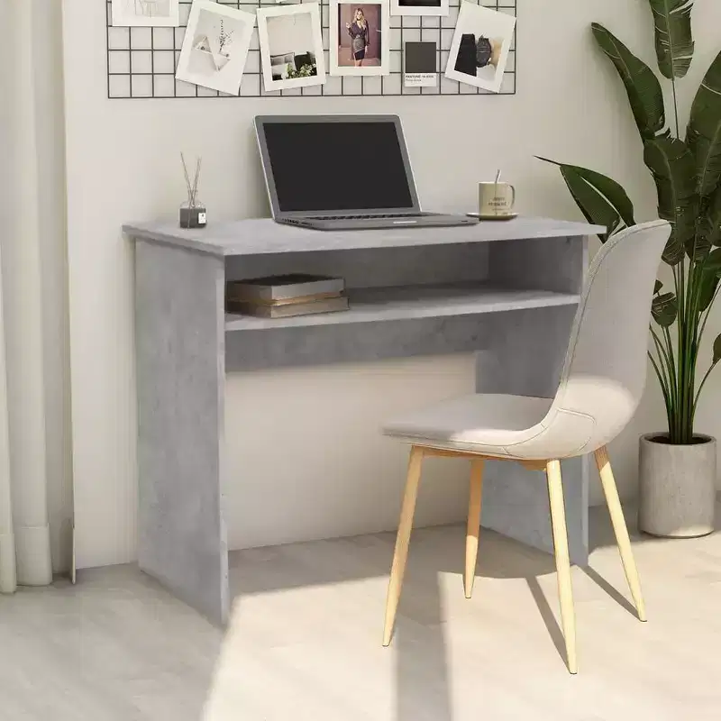 vidaXL Desk White Engineered Wood Small Desk Rectangular Modern