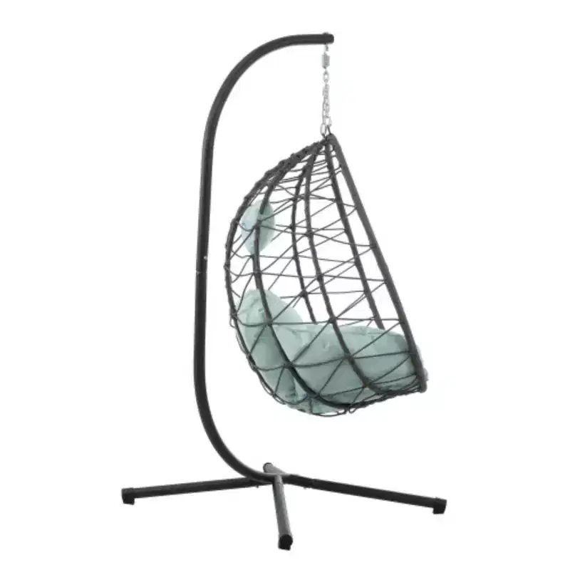 Egg Chair with Stand Indoor Outdoor Swing Chair Patio Wicker Hanging Egg Chair Hanging Basket Chair with Stand