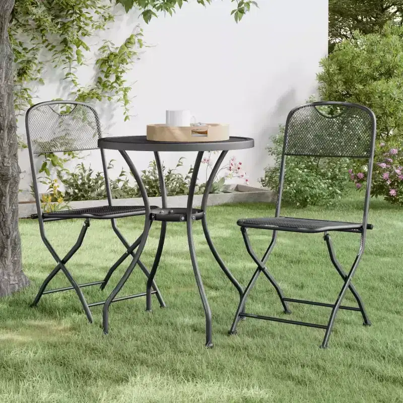 vidaXL Garden Dining Set with Expanded Metal Mesh in Anthracite