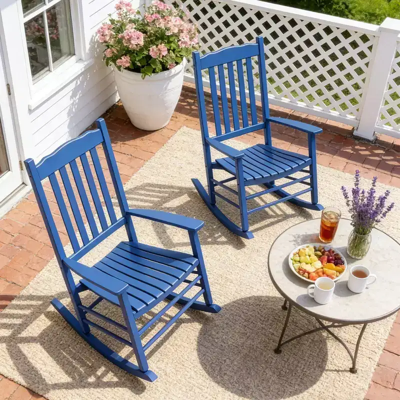 Karl Home | Classic Solid Wood Patio Rocking Chair (Set of 2)