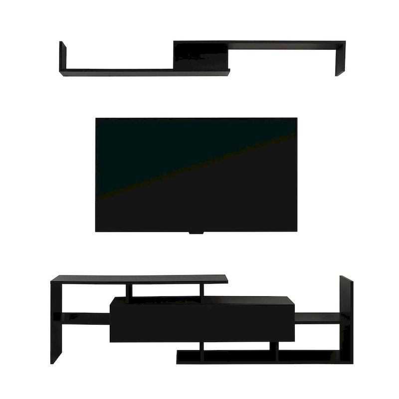 Surrey 60.2 2 Pc 1-Drawer Floating TV Stand Media Console with Open Shelves
