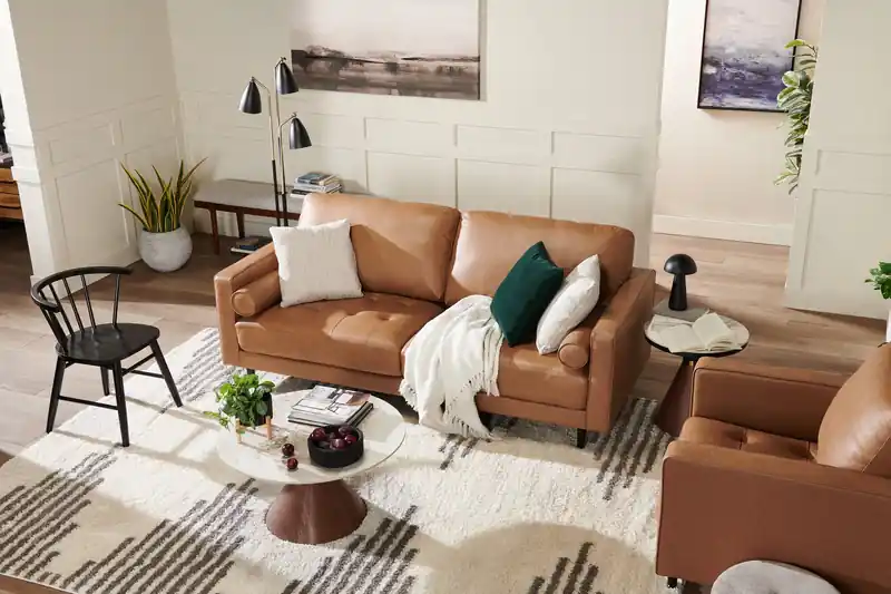31.5 Modern Round Coffee Table with White Sintered Stone Top
