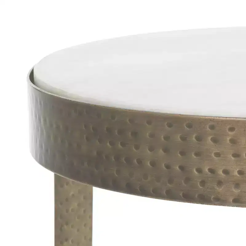 Triss Round Accent Table - ACC4617A - White Marble/Antique Brass - Safavieh