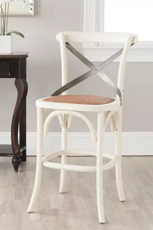 Antique White / Black / Oak X-Back Counter Stool, Armless, Seats 1