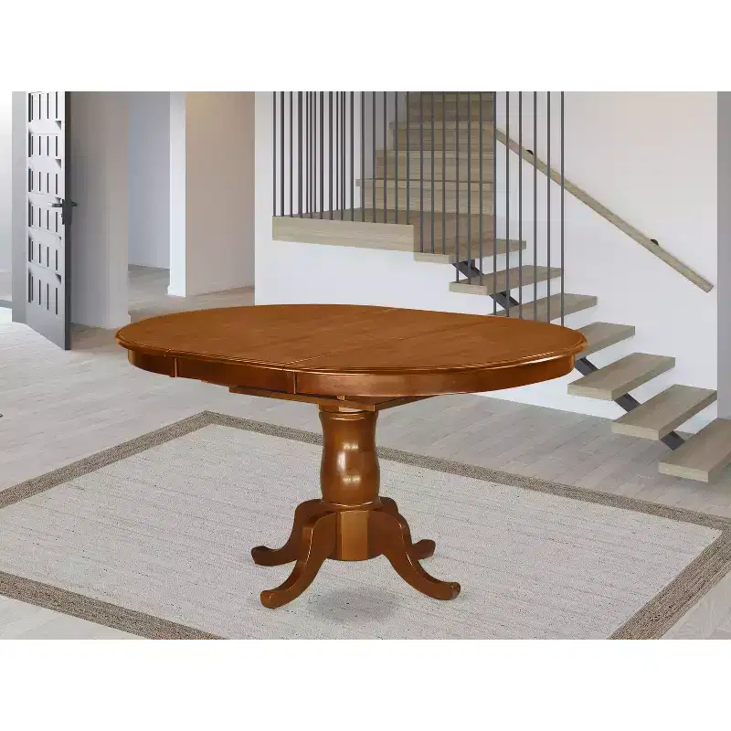 HomeStock Single Pedestal Oval Dining Table Traditional Style