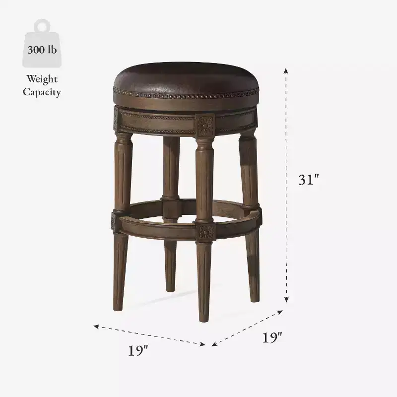 Maven Lane 31 Pullman Backless Swivel Bar Stools with Faux Leather