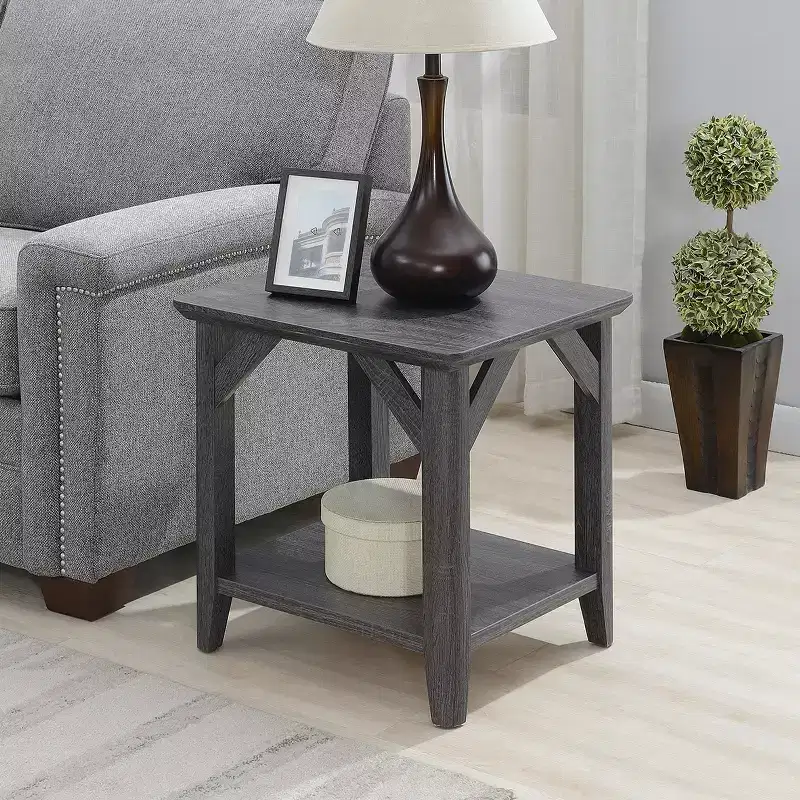 22 in.H Gray Color Rectangle Wood Table Top End Table 1 -piece