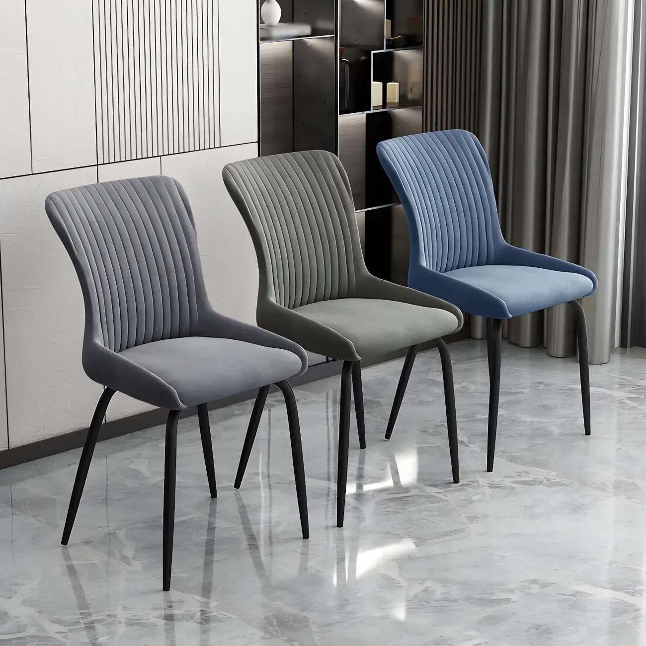Industrial Dark Gray Armless Kitchen Dining Chairs