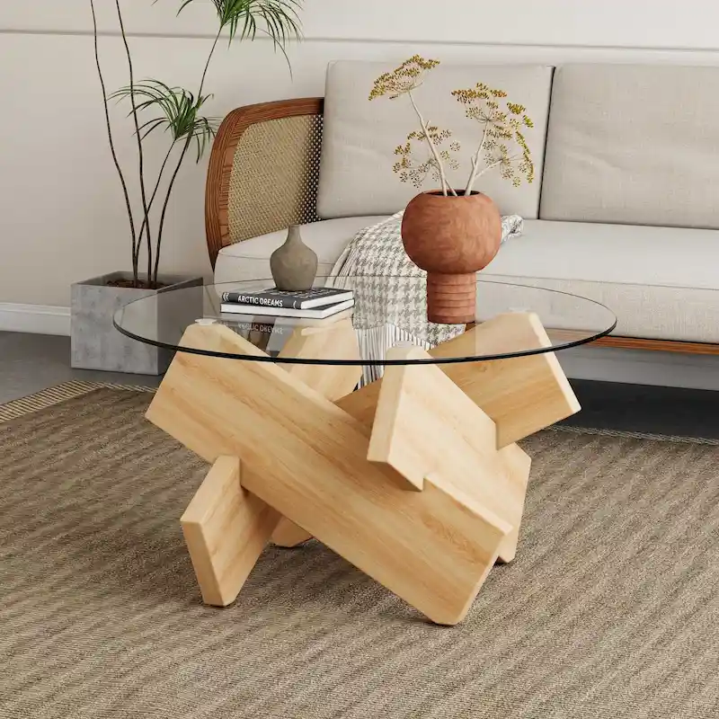 33.4 Modern Round Tempered Glass Table