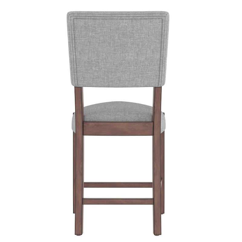 Mid Century Modern Bar Stools Set of 4,Counter Stools with Back,Linen Upholstered Barstools with Solid Wood Legs Bar Chairs
