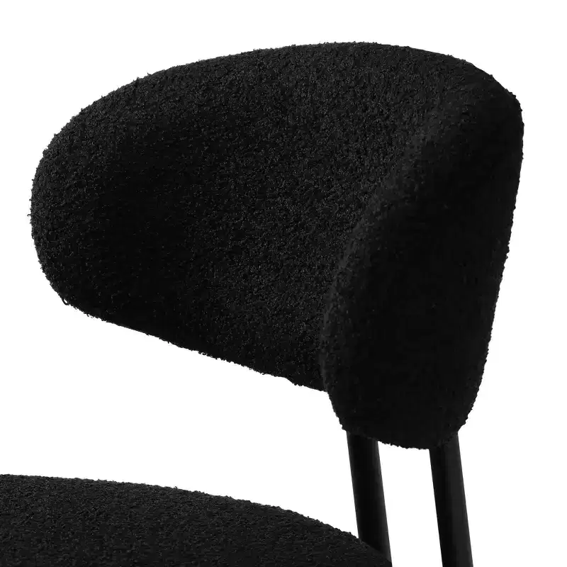 Modern Upholstered Faux Shearling Fabric Counter Height Bar Stools with Back (Set of 2