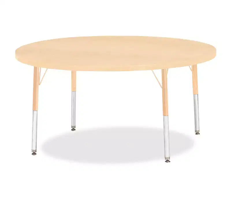 Jonti-Craft Berries Elementary Height Maple Top/Edge Round Table 48 x 48 in Beige