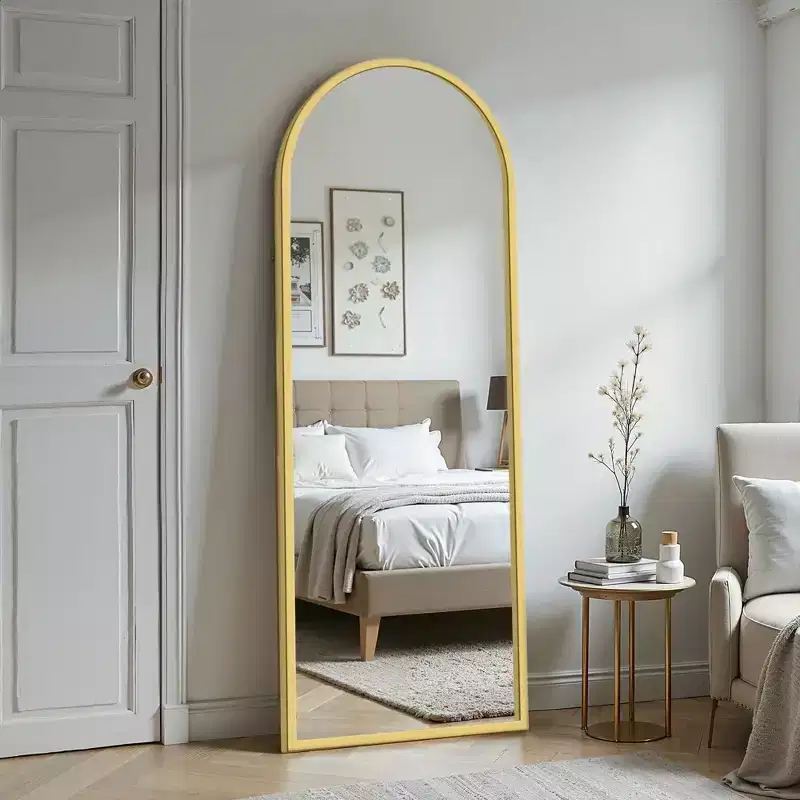 71 W x 32 H Black Arched Full Length Floor Mirror with Stand