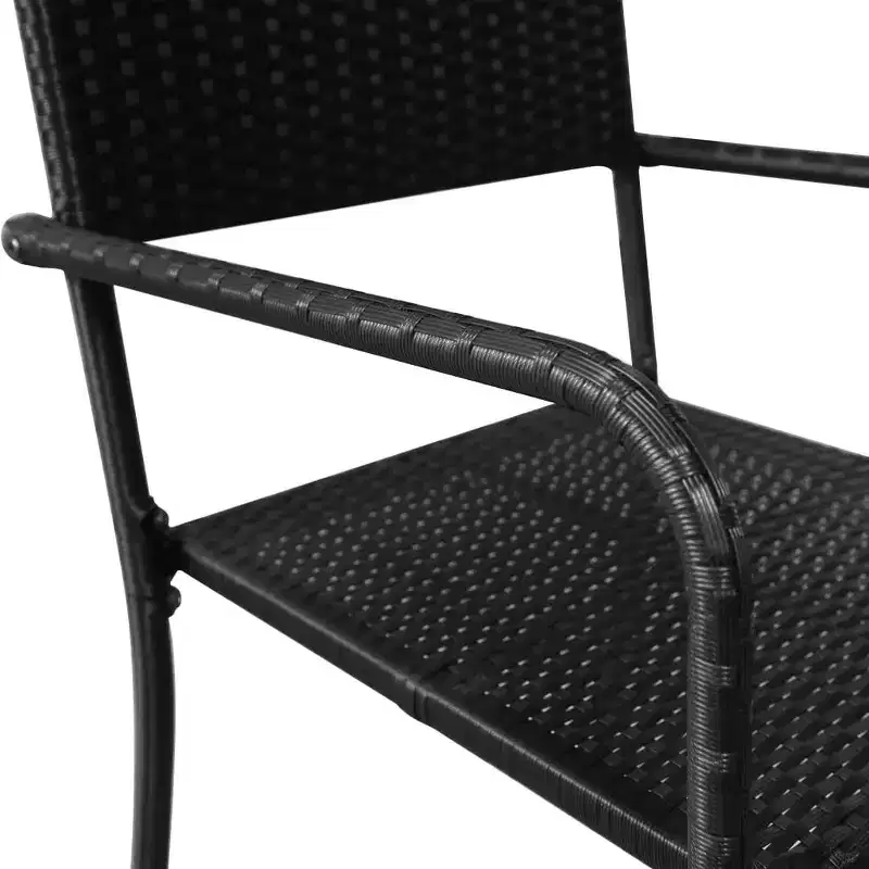 vidaXL Garden Dining Chair Set of 4 Black PE rattan, steel Standard - Black 4