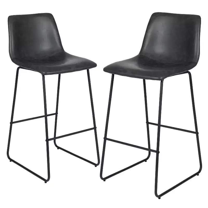 Merrick Lane 30 inch Faux Bar Height Bucket Seat Stools, Set of 2